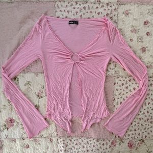 Shein Pink Flyaway Long Sleeve Top